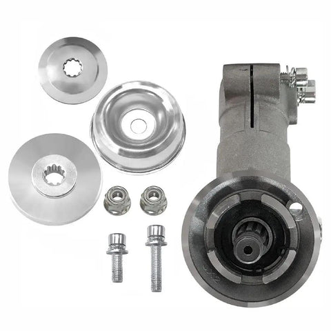 Precise Meshing Metal Bevel Gear Head For Trimmers 537333802 with bolts, nuts, and washers for Husqvarna yard trimmers