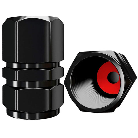 Heavy Duty Tire Valve Caps 12 Pack With O Ring Seal, Hexagon Design, Lightweight Aluminum Alloy Black, Dust Proof And All Weather.