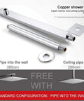 Copper shower arm components for Heavy Duty All Copper Concealed Shower Set With Top Shelf Spray Wall Mounted Two Function Bath Tub System.