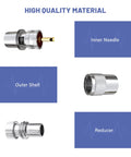 Components of the PL259 Coax Connector UHF Male Solder Plug With Reducer For RG8 RG59 RG8x LMR400 RG213 Coax Cable shown