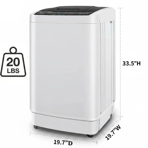 Fully Loaded Portable Washer With Turbo Spin Cycle And Spacious Stainless Drum Built To Handle Twenty Pound Loads, 19.7"D x 33.5"H.