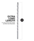 NEIKO 10047A extra-long drill bit, 12-inch length, M2 HSS steel