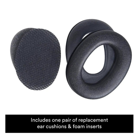 WorkTunes Replacement Ear Cushions And Foam Inserts Kit showing one pair of black ear cushions and foam inserts for AM FM 90541/90542