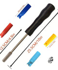 Grease Zerk Cleaner Kit For Grease Fittings With Four Color Cleaners And One Zerk Fitting A Real Game Changer, shown with measurements.