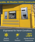 Heavy Duty Bollard Covers For 8 Inch Poles 57 Inches Tall High Density Polyethylene Safety Sleeve at an outdoor ATM.