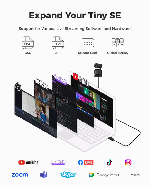 Image of a laptop showing multiple streaming software interfaces for live streaming, highlighting Battle Tested 1080P 100FPS Webcam for PC.