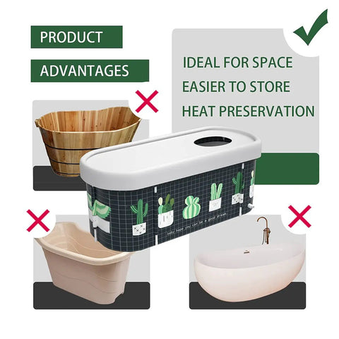 Portable Foldable Bathtub For Adults With Large Capacity, Easy To Move And Store, cactus style design, product advantages