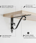 Heavy Duty Carbon Steel L-Shaped Shelf Brackets For Wall Mounts And Floating Shelves, Durable Black Or White Finish evident
