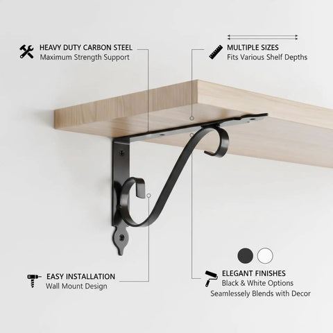Heavy Duty Carbon Steel L-Shaped Shelf Brackets For Wall Mounts And Floating Shelves, Durable Black Or White Finish evident