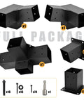 Heavy Duty Pergola Bracket Set With 15 Degree 3-Way Slanted Roof, Wall Mount Extension 4x4 Inches, weatherproof metal components