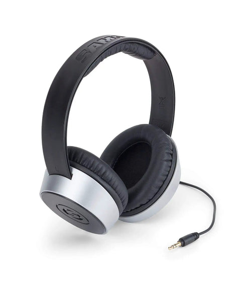 Premium Closed Back Studio Headphones Featuring 40Mm Rare Earth Drivers Deliver Next Level Isolation And Dope Crystal Clear Audio Mix Naturally For Tracking Or Just Chilling In Style Comes With 1/8 To 1/4 Connector In Black, showing black ear cushions and metallic finish.