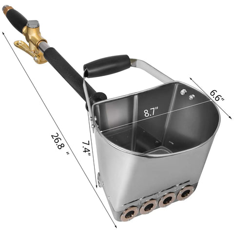 Job Site Ready Three Horsepower Stucco Sprayer With Four Jet Nozzles And Stainless Steel Body, metal hopper for wall work.