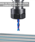 Pro Grade Upcut Spiral Router Bit One Quarter Inch Shank, One Quarter Inch Cutting Diameter, Solid Carbide With Nano Blue Coating