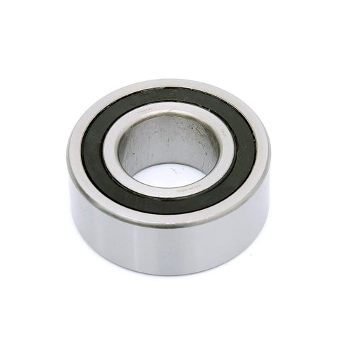 High performance 3205 2RS angular contact ball bearing with rubber seals (25x52x20.6mm) front view showing metal and rubber components.