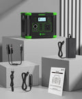 Go To Portable Power Station With 330W Continuous Output, 288.6Wh Battery displayed with cables and manual in modern setting.