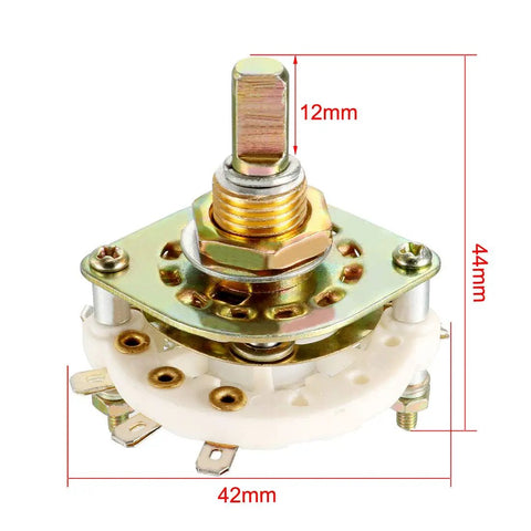 1 Pole 8 Throw Rotary Switch with Band Channel Selector and Plastic Knob, 9mm Mount Hole, 6mm Shaft Diameter, 12mm Shaft Length