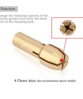 Brass Collet Mini Electric Grinder Quick Change Drill Chuck Bits Set For Rotary Tools, close-up showing 4 claw design.