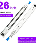 Heavy Duty Locking Drawer Slides Full Extension Runners Built To Last For Smooth Silent Opening And Closing Rust Resistant Steel Rails With Ball Bearing Rollers Electroplated And Powder Coated Finish 1 Pair, 26 inch, 65cm