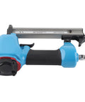 Professional Grade Pneumatic Brad and Staple Nailer with Insanely Fast Nailing Speed and Efficient Air Flow Usage and Sweet Grip for Furniture and Woodworking Tasks in blue with rubber grip.