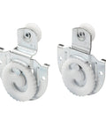 Sliding Closet Door Roller Kit With Spring Loaded Top Roller Guides N6611 And N6614 shown with plastic wheels and metal bases