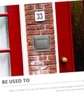 No Sweat Straight Up Weatherproof Doorbell Hood Plus Splashproof Outdoor Electrical Outlet Protector To Safeguard Ev Charger And Access Control Box Rain Or Shine Packs Of Four mounted on brick wall near red door.