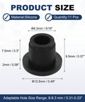 11 Pack T Shaped Silicone Plugs Set, 8.3mm Diameter, Five Sixteenth Inch Snap In Hole Seals, dimensions and specifications