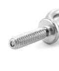 Close-up of threaded section of corrosion-resistant 20 Pack 1/4-20 Stainless Steel Eye Bolts, 1-Inch Lifting Rings, Marine Grade Threaded Eyebolts
