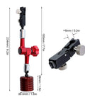 Pro Grade Heavy Duty Magnetic Base Stand For Dial Indicators With 50kg Pull, Red Universal Magnetic Indicator Holder, dimensions shown
