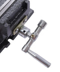 Tough As Nails Three Inch Drill Press Xy Compound Vise With Heavy Duty Two Way Cross Slide Clamping Rig close-up of the clamp handle.