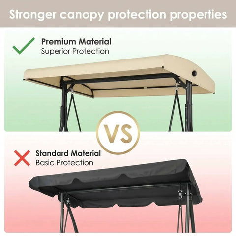 Comparison of premium and standard canopies for Three Seat Outdoor Patio Swing With Adjustable Canopy And Backrest Convertible Glider Bed On Stand Removable Cushions 45 Degree Tilt For Backyard Poolside Or Balcony 750 Lbs Weight Capacity