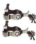 Two Pack Western Spurs With Turnable Gear For Cowboy Boots, classic engraved finish, rotating rowel design for smooth riding control