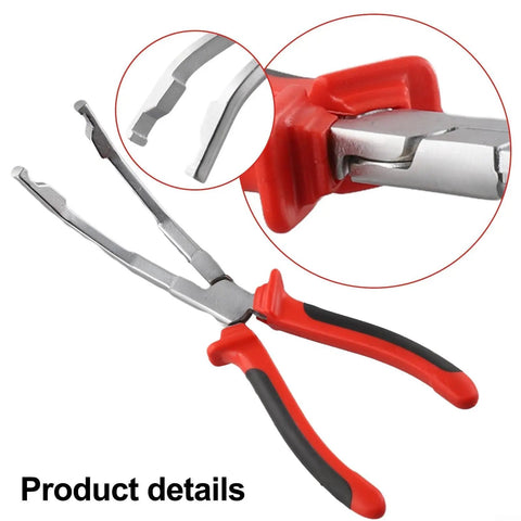 9 Inch Long Reach Hose Clamp Pliers With Flexible Wire Shaft For Diesel Engines, Tight Spaces Tool Kit A Model 0-75mm Soft Grip Handles And Effortless Removal Plus Installation Experience, red handled steel pliers