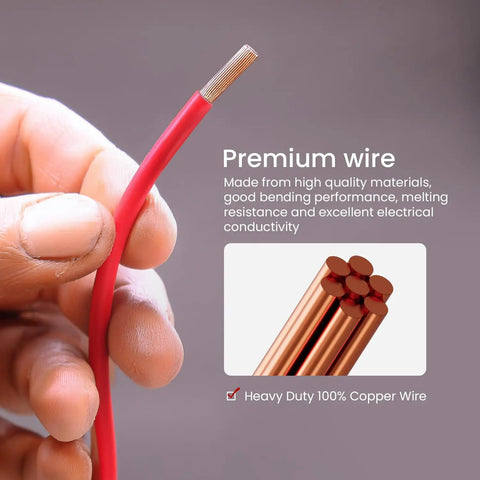 Close-up of red 14 AWG copper wire for Road Ready Inline Fuse Holder Kit With 14 Gauge 2A To 40A ATC ATO Blade Fuses 5 Pack