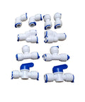 3/8 Inch Quick Connect Water Purifier Tubing Fittings For RO System With Ball Valve And L, Y, I, T Type Ports