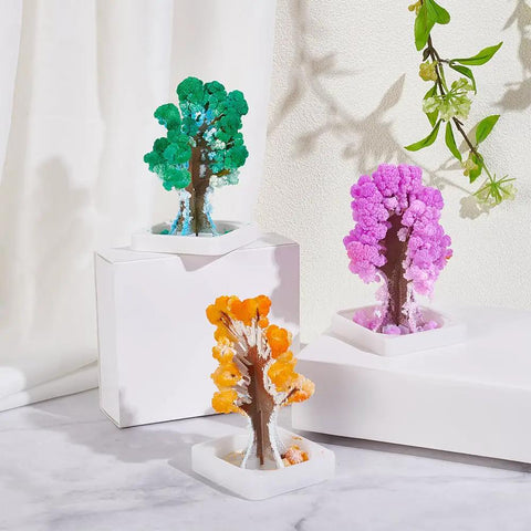 Hands On Crystal Growing Kit For Kids And Curious Crafters Grow Three Crystal Trees With Easy Step By Step Instructions All In One Science And Arts DIY Gift For Fun Creative Craft Projects, three crystal trees on white bases
