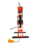 Heavy Duty Industrial Hydraulic Shop Press Delivering 100 Ton Pressing Force And Twin Cylinder Muscle For Quick Gear Bearing Swaps Metal Stamping Jobs Built Like A Boss Workhorse, side view showing dual pump and control foot pedal.