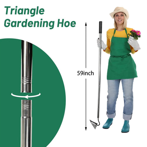 Heavy Duty Garden Hoe For Weeding And Loosening Soil With A 6 Inch Welded Steel Head And 54 Inch Stainless Handle Triangle Style Hand Plow
