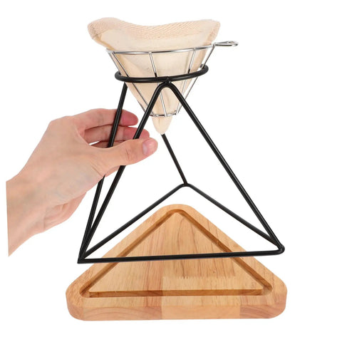 Heavy Duty Reusable Stainless Steel Coffee Filter Holder With Secure Drip Rack And Premium Filter Cloth Set for pour over coffee.