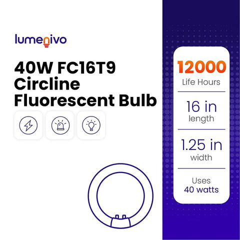 40W 16 Inch Circline Fluorescent Bulb Replacement With 4 Pin G10Q 4 Base T9 Style 2700K Warm White, easy install, 12000 hours life