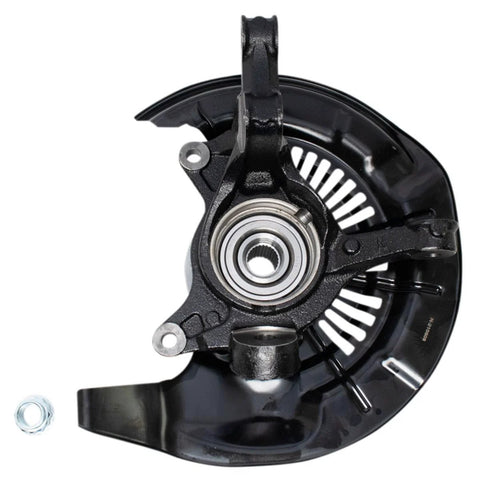 Steering Knuckle And Wheel Bearing Hub Assembly 5 Lug With ABS For Toyota Highlander AWD Front Driver And Passenger Side 2008 2010 2011 2013 Plug And Play Premium Replacement Front Left Right Pair For Easy Install And Long Lasting Performance, shown from front view