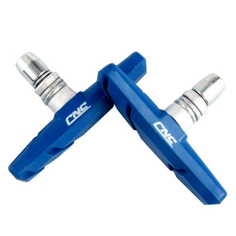 Blue V Brake Pad Set For 70mm Bicycle Brakes 2 Pairs Universal Shoes with Sand Guard Slots in durable rubber material