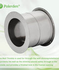 Adjustable 6 Inch Wall Thimble For Double Wall Chimney Pipe Featuring An Eight Inch Inner Flange Handles Walls Four To Nine Inches Thick No Sweat Install For Your Wood Stove Setup, shown from the side against a light background.
