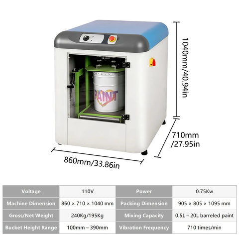 Ultra Fast Paint Shaker For Shops And Factories, High Speed Oscillating Mixer With Safety Interlock, 0.5 To 20 Liter Can Mixer