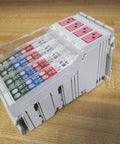 Pack of 8 in-line digital output interface units, 24 VDC 2 A, 8-channel industrial I/O modules with 4-wire connection, Module ID 189