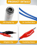 24 VAC Circuit Short Finder Tester With Bright LED Indicator For Real Time Status, Fast Fault Locating, Automatic Reset, Compact Pro Tool For Electrical Troubleshooting In 24 Volt Systems, LED tip and alligator clips