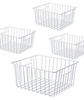 Vibe Shift Your Deep Freeze Setup With Heavy Duty Wire Baskets Acting As Kitchen Storage Organizer Bins For Chest Or Upright Models Refrigerator Dividers With Beefy Handles Four Pack Pearl White - Set of four white wire baskets.