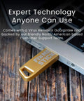 Gold Virus Removal USB Stick for Windows PCs, Unlimited Use Up to Five Laptops or Desktops for Two Years plugged into laptop