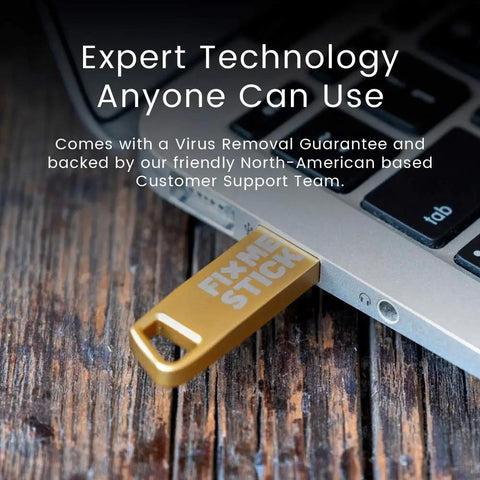 Gold Virus Removal USB Stick for Windows PCs, Unlimited Use Up to Five Laptops or Desktops for Two Years plugged into laptop