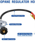 Six Feet Low Pressure Propane Regulator With CSA Certified LPG Hose For LP Gas Grills Heaters And Fire Pits Type1 QCC1 Compatible