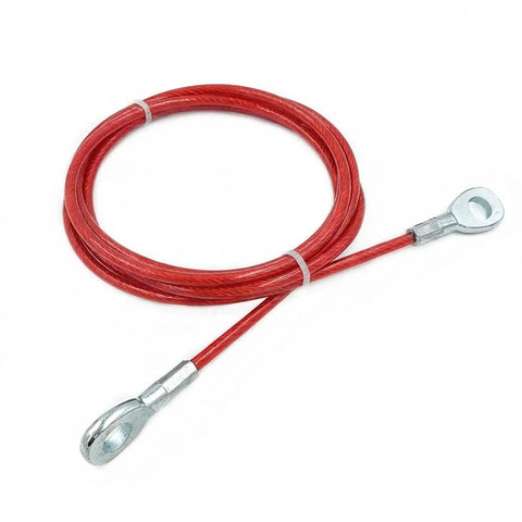 Hella Tough Steel Wire Cable Replacement For Home Gym Pulley Rigs 5mm Thick red wire cable with looped ends for easy attachment.